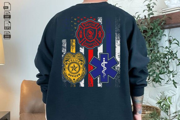 First Responders Hero Flag Nurse EMS Svg