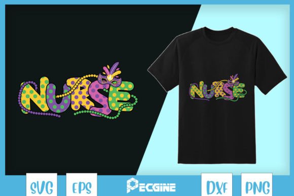 Mardi Gras Beads Nurse Mask SVG for Real Embroidery Projects